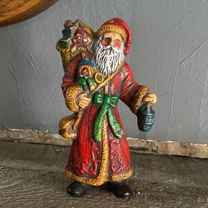 Vintage Old World Plastic Blow Mold Festive Santa Claus Ornament